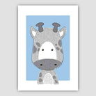Giraffe Sketch Style Nursery Baby Blue Poster