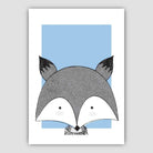 Fox Sketch Style Nursery Baby Blue Poster