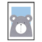 Bear Sketch Style Nursery Baby Blue Poster