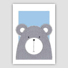 Bear Sketch Style Nursery Baby Blue Poster