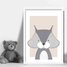 Squirrel Sketch Style Nursery Beige Poster