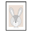 Rabbit Sketch Style Nursery Beige Poster