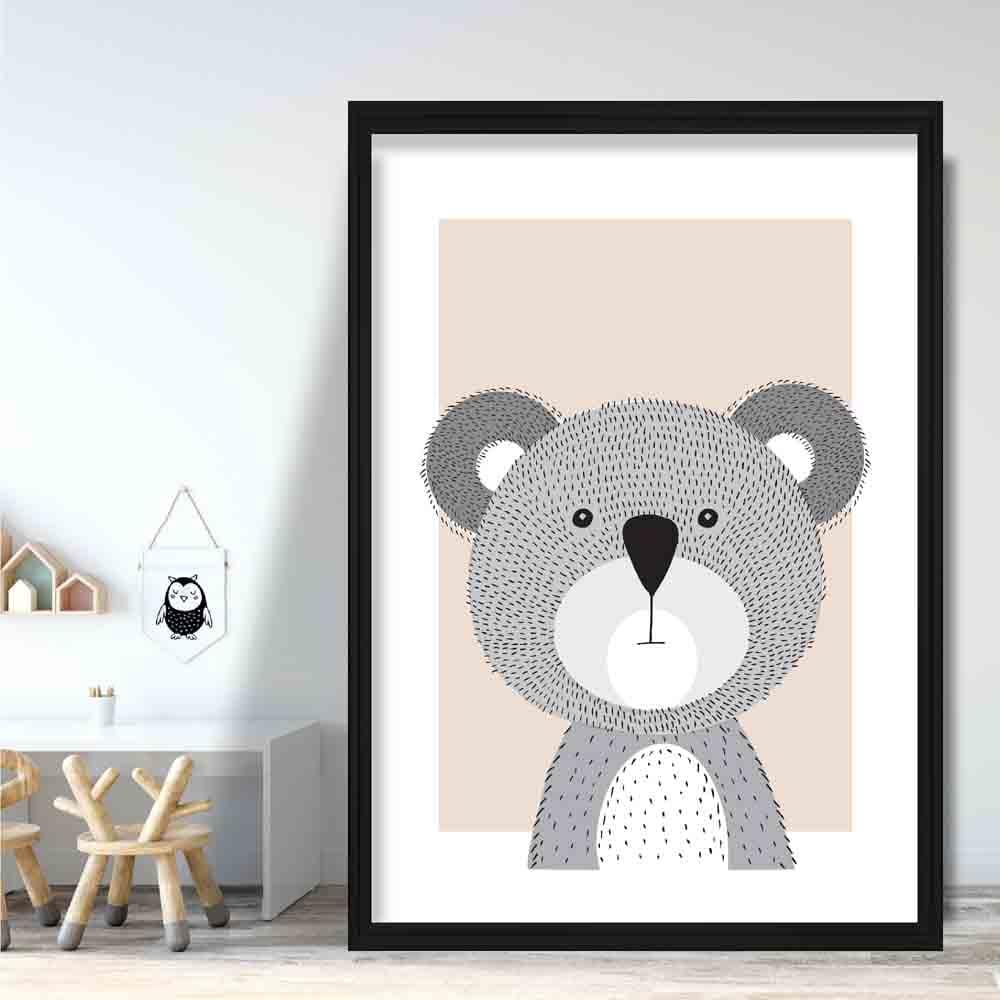 Koala Sketch Style Nursery Beige Poster