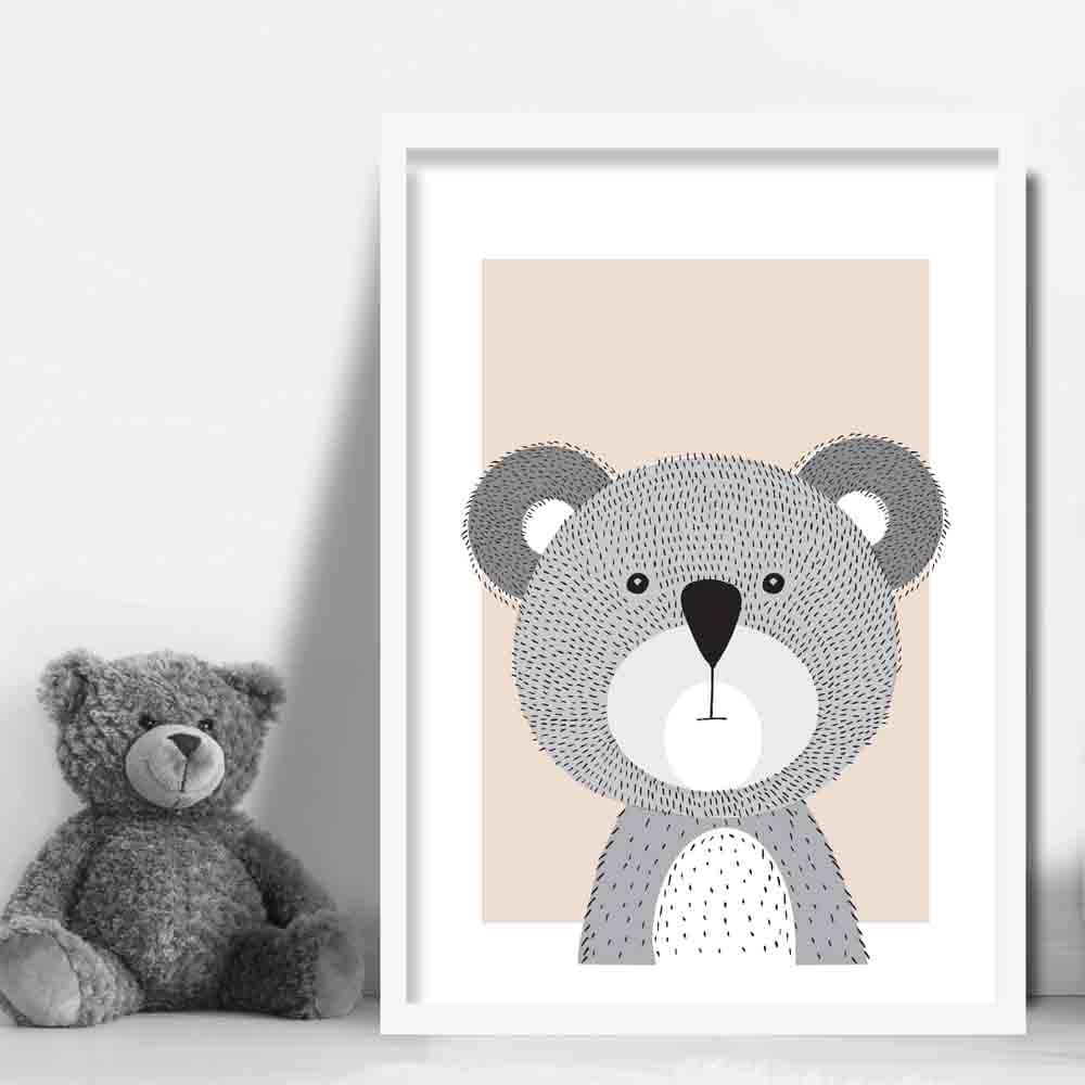 Koala Sketch Style Nursery Beige Poster