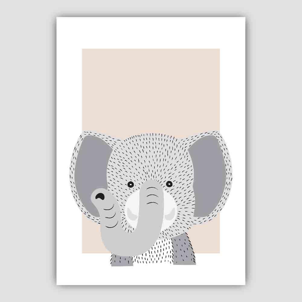 Elephant Sketch Style Nursery Beige Poster