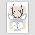 Deer Sketch Style Nursery Beige Poster