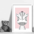 Zebra Sketch Style Nursery Baby Pink Poster