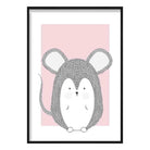 Mouse Sketch Style Nursery Baby Pink Poster