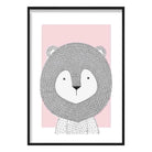 Lion Sketch Style Nursery Baby Pink Poster