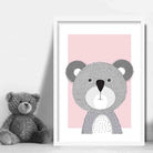 Koala Sketch Style Nursery Baby Pink Poster