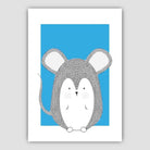 Mouse Sketch Style Nursery Bright Blue Poster