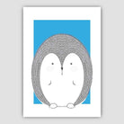 Hedgehog Sketch Style Nursery Bright Blue Poster
