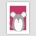 Mouse Sketch Style Nursery Bright Pink Poster