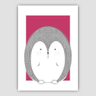 Hedgehog Sketch Style Nursery Bright Pink Poster