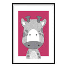 Giraffe Sketch Style Nursery Bright Pink Poster