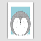 Hedgehog Sketch Style Nursery Duck Egg Blue Poster