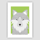 Wolf Sketch Style Nursery Green Poster