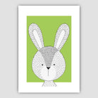 Rabbit Sketch Style Nursery Green Poster
