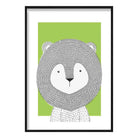 Lion Sketch Style Nursery Green Poster