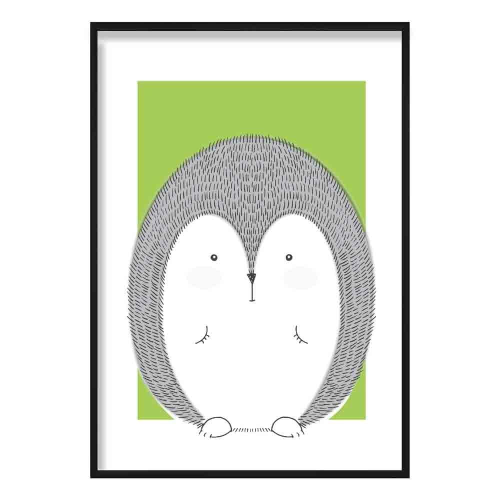 Hedgehog Sketch Style Nursery Green Poster