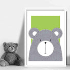 Bear Sketch Style Nursery Green Poster