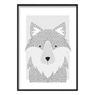 Wolf Sketch Style Nursery Grey Poster