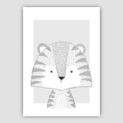 Tiger Sketch Style Nursery Grey Poster