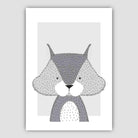 Squirrel Sketch Style Nursery Grey Poster