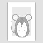 Mouse Sketch Style Nursery Grey Poster