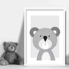Koala Sketch Style Nursery Grey Poster