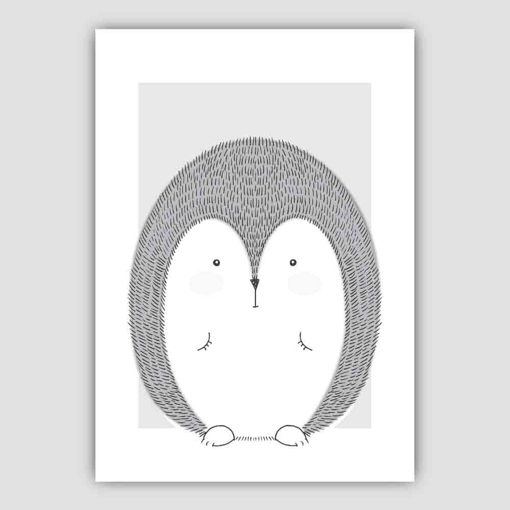 Hedgehog Sketch Style Nursery Grey Poster