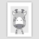 Giraffe Sketch Style Nursery Grey Poster