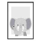 Elephant Sketch Style Nursery Grey Poster