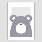 Bear Sketch Style Nursery Grey Poster