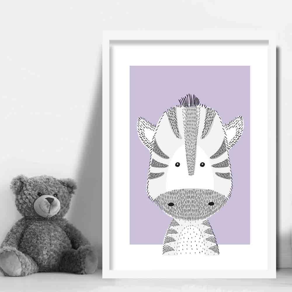Zebra Sketch Style Nursery Lilac Poster