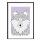 Wolf Sketch Style Nursery Lilac Poster