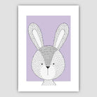 Rabbit Sketch Style Nursery Lilac Poster