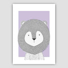 Lion Sketch Style Nursery Lilac Poster