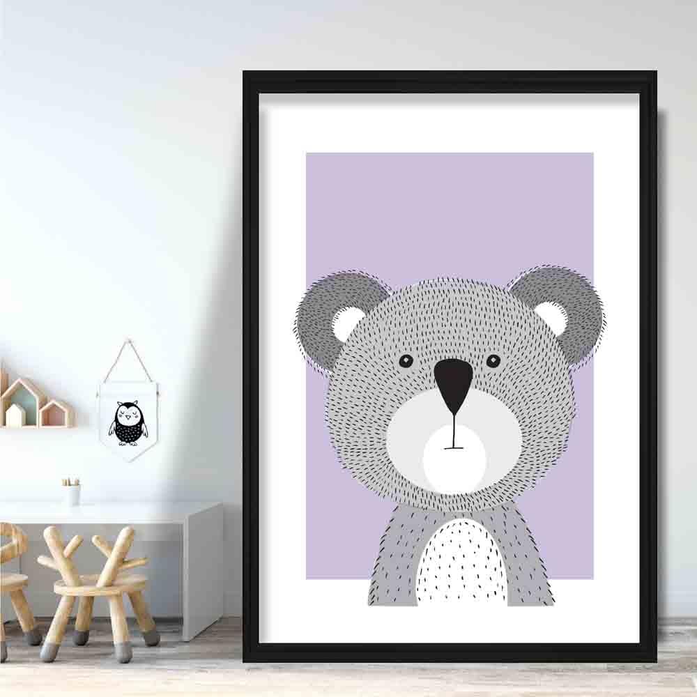 Koala Sketch Style Nursery Lilac Poster