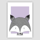 Fox Sketch Style Nursery Lilac Poster
