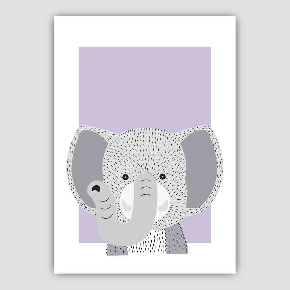 Elephant Sketch Style Nursery Lilac Poster