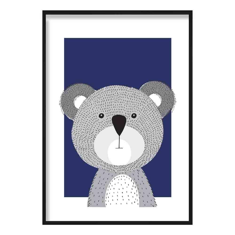 Koala Sketch Style Nursery Navy Blue Poster