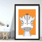 Zebra Sketch Style Nursery Orange Poster