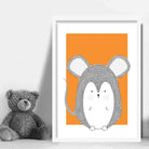 Mouse Sketch Style Nursery Orange Poster