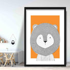 Lion Sketch Style Nursery Orange Poster