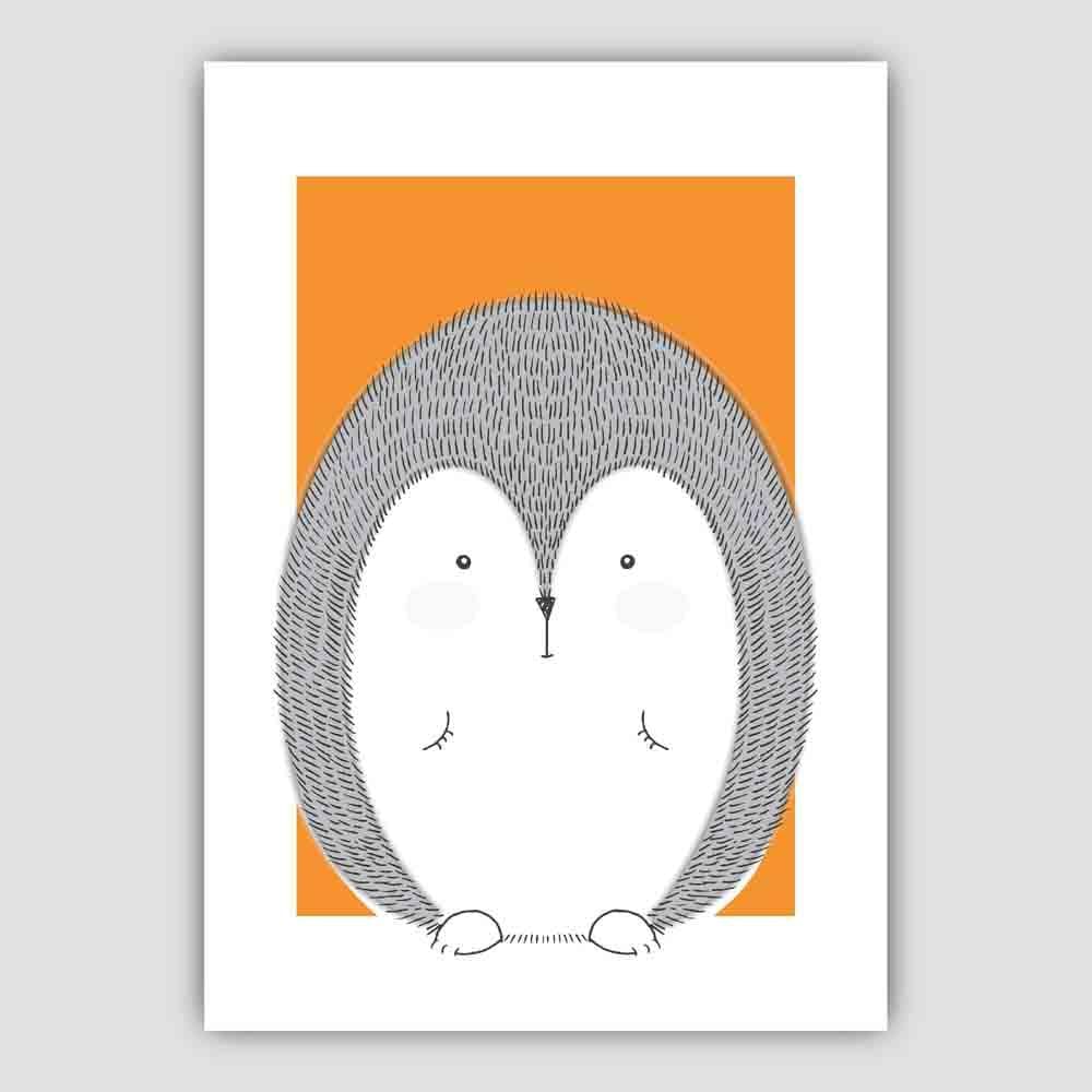 Hedgehog Sketch Style Nursery Orange Poster