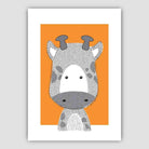 Giraffe Sketch Style Nursery Orange Poster
