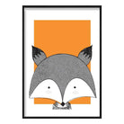Fox Sketch Style Nursery Orange Poster