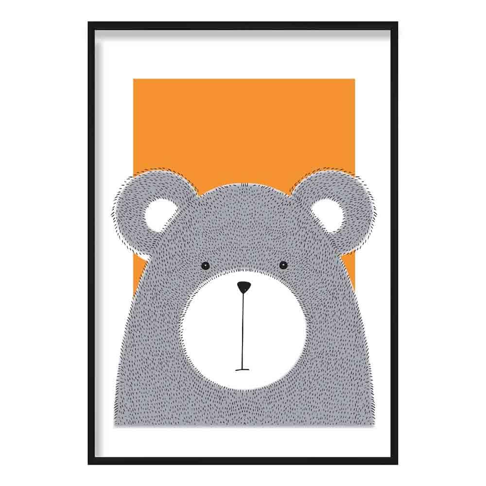 Bear Sketch Style Nursery Orange Poster