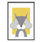 Squirrel Sketch Style Nursery Yellow Poster